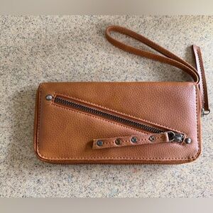 Free People Vegan Brown Wristlet with Zipper